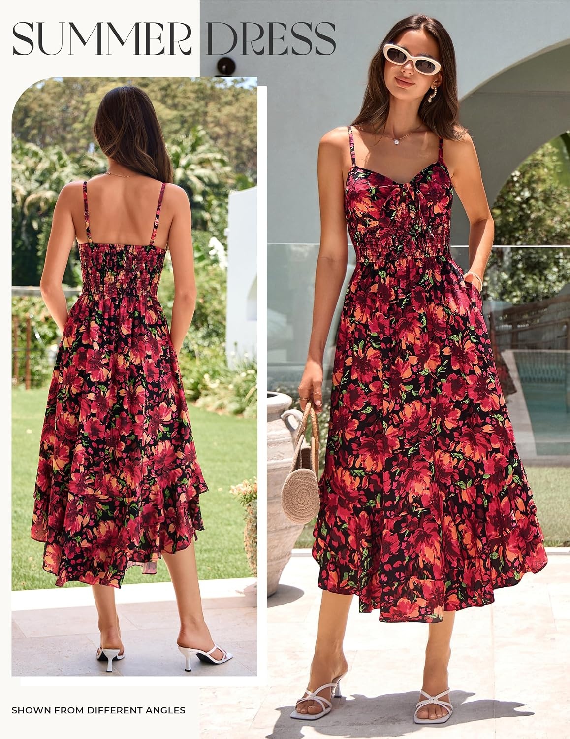 image:imageGRACE KARIN Womens Summer Floral Maxi SundressesBlack and Red Floral