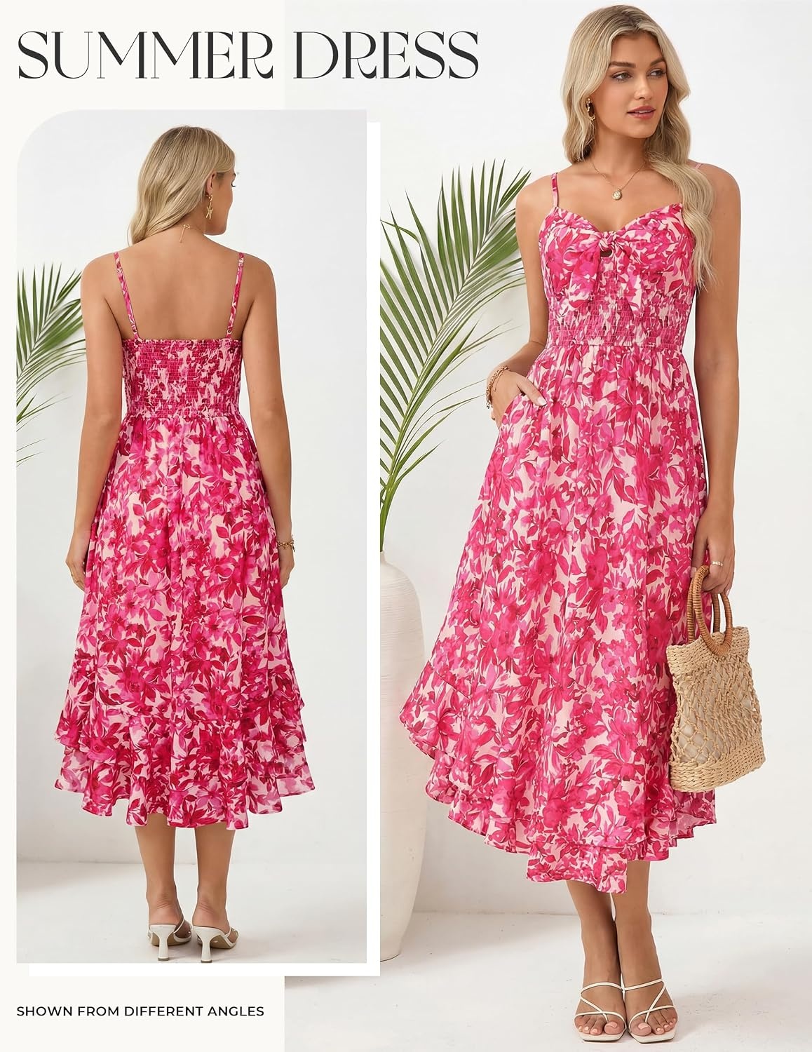 image:imageGRACE KARIN Womens Summer Floral Maxi SundressesHot Pink Floral