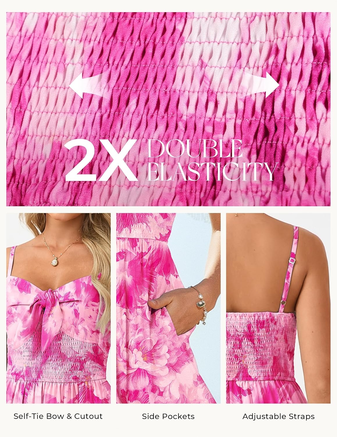 image:imageGRACE KARIN Womens Summer Floral Maxi SundressesRose Pink Floral