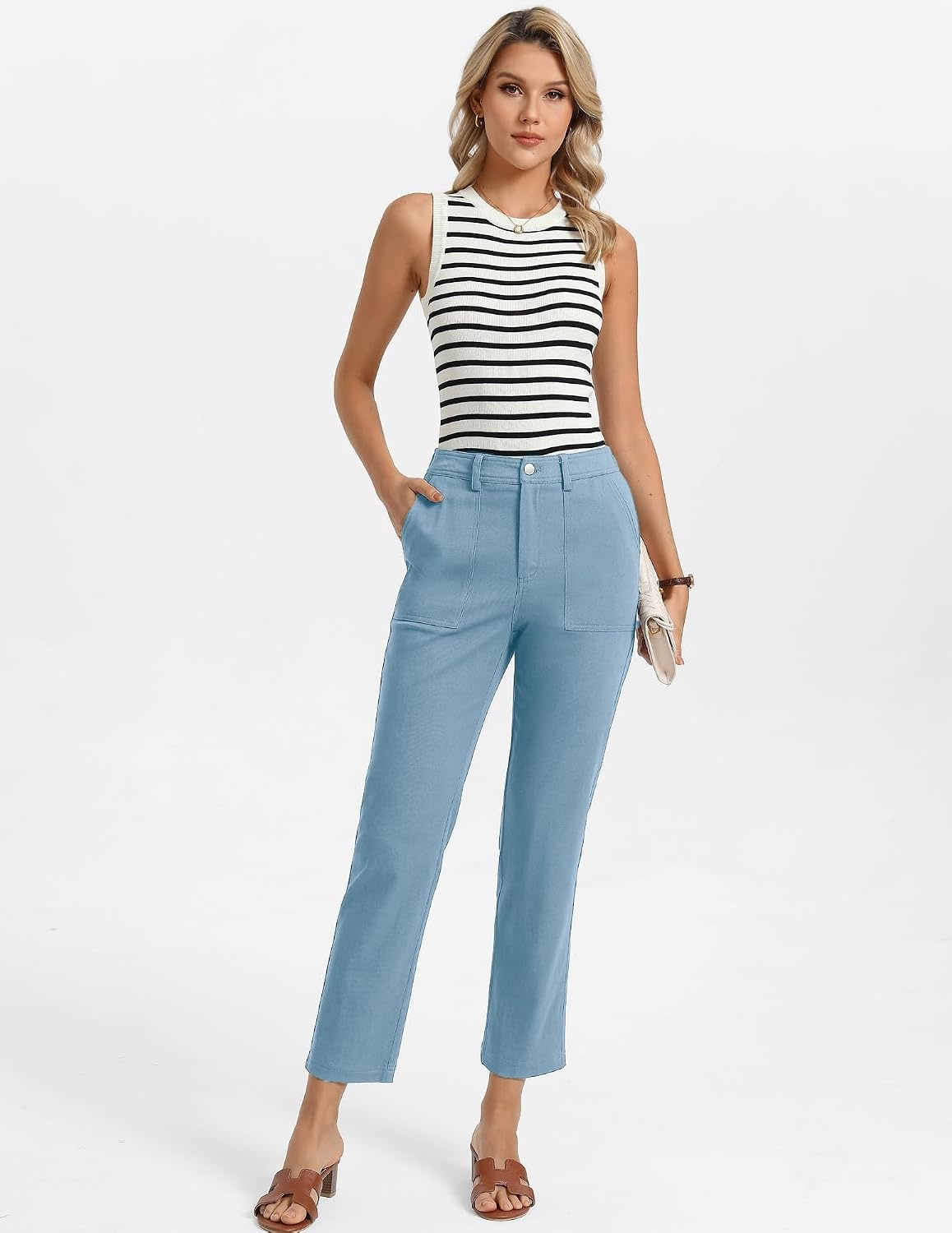 image:imageGRACE KARIN Womens Work Pants Business Casual 2026 Trousers with PocketsDark Denim