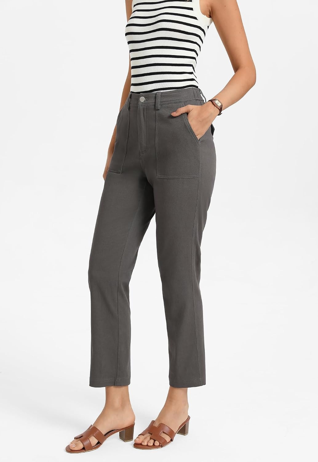 image:imageGRACE KARIN Womens Work Pants Business Casual 2026 Trousers with PocketsGrey