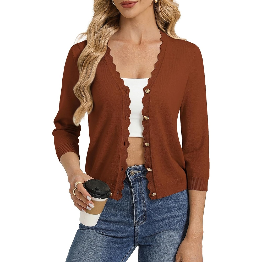 image:imageGRACE KARIN Cardigan Sweaters for Women Summer Lightweight 34 Sleeve Bolero Shrugs for Dress Women Fashion Outfits 2026Caramel