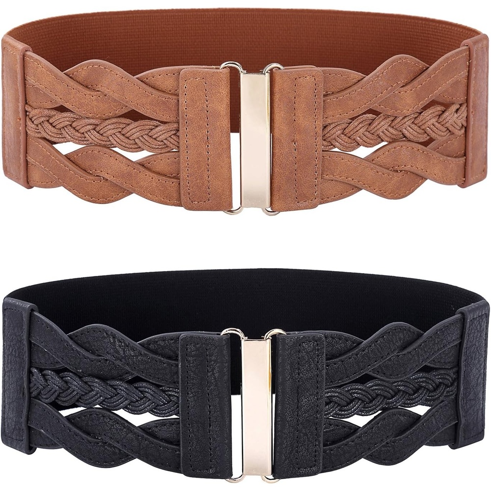 image:imageGRACE KARIN Wide Belts for Women Elastic Waist BeltBlack and Brown