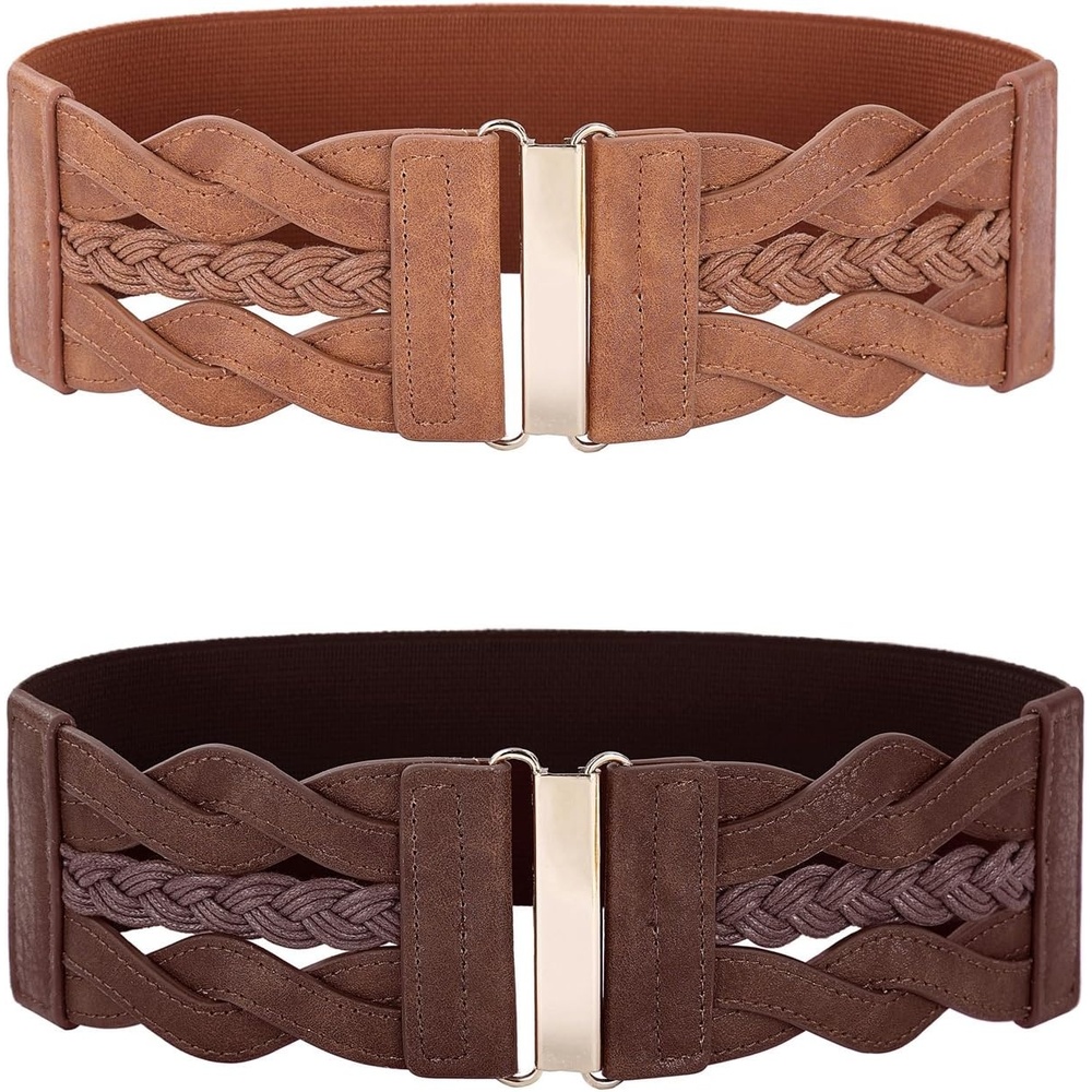image:imageGRACE KARIN Wide Belts for Women Elastic Waist BeltCoffee and Brown