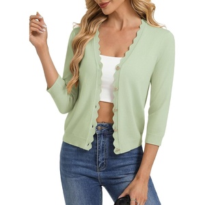 GRACE KARIN Cardigan Sweaters for Women Summer Lightweight 3/4 Sleeve Bolero Shrugs for Dress Women Fashion Outfits 2026(Bean Green)