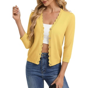 GRACE KARIN Cardigan Sweaters for Women Summer Lightweight 3/4 Sleeve Bolero Shrugs for Dress Women Fashion Outfits 2026(Bright Yellow)