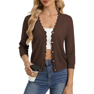 GRACE KARIN Cardigan Sweaters for Women Summer Lightweight 3/4 Sleeve Bolero Shrugs for Dress Women Fashion Outfits 2026(Chocolate Brown)