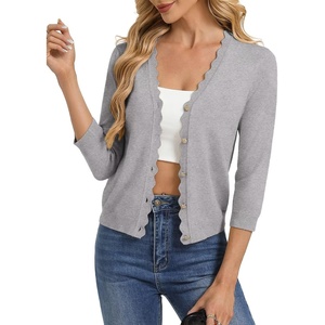 GRACE KARIN Cardigan Sweaters for Women Summer Lightweight 3/4 Sleeve Bolero Shrugs for Dress Women Fashion Outfits 2026(Light Gray)