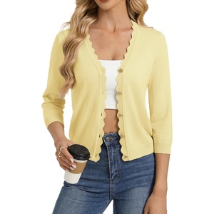 GRACE KARIN Cardigan Sweaters for Women Summer Lightweight 3/4 Sleeve Bolero Shrugs for Dress Women Fashion Outfits 2026(Light Yellow)