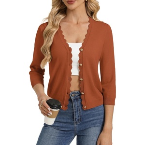 GRACE KARIN Cardigan Sweaters for Women Summer Lightweight 3/4 Sleeve Bolero Shrugs for Dress Women Fashion Outfits 2026(Pumpkin Orange)