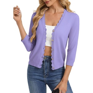 GRACE KARIN Cardigan Sweaters for Women Summer Lightweight 3/4 Sleeve Bolero Shrugs for Dress Women Fashion Outfits 2026(Purple)