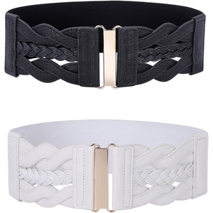 GRACE KARIN Wide Belts for Women Elastic Waist Belt(Black and White)