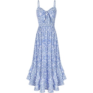 GRACE KARIN Women’s Summer Floral Maxi Sundresses(Blue Floral)