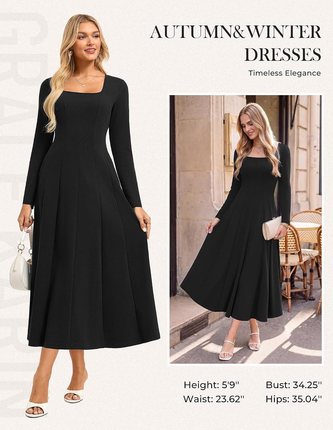 image:imageGRACE KARIN 2026 Womens Cotton Fall Wedding Guest Midi Dresses with PocketsBlack