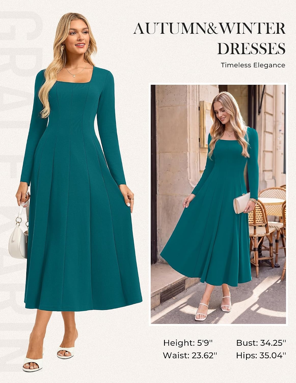 image:imageGRACE KARIN 2026 Womens Cotton Fall Wedding Guest Midi Dresses with PocketsLake Blue
