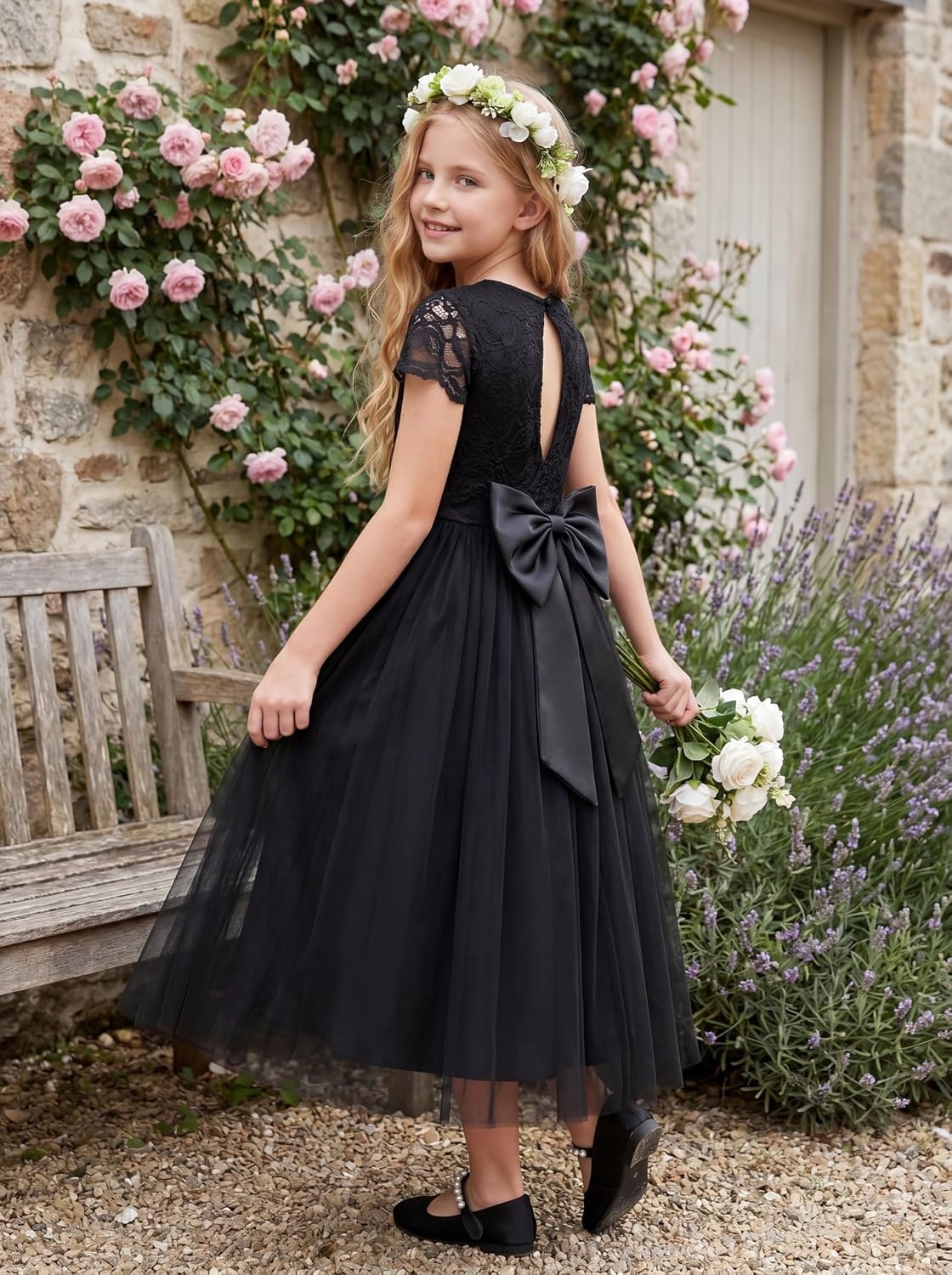 image:imageGRACE KARIN Flower Girl Dress Kids Lace Tulle Princess Gown 512 YearBlack