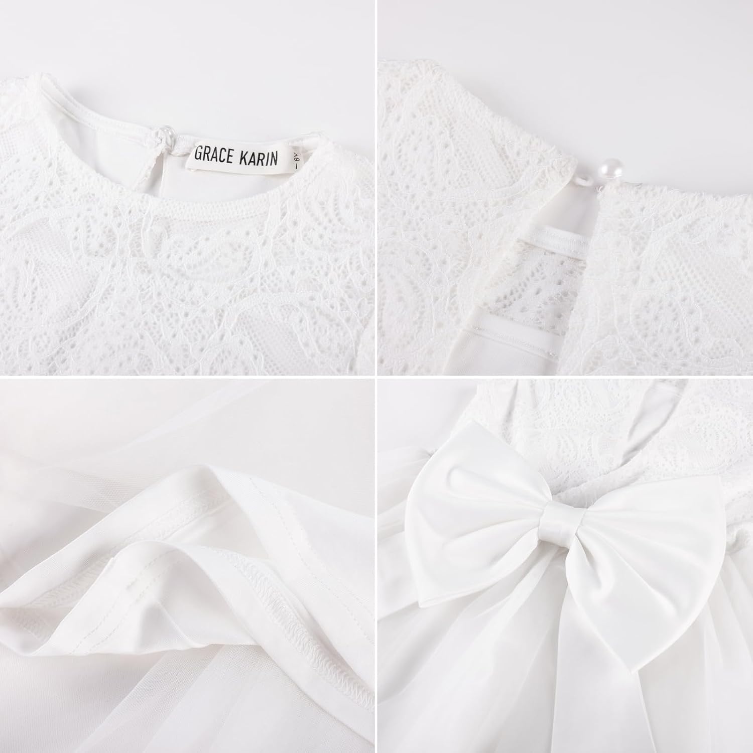 image:imageGRACE KARIN Flower Girl Dress Kids Lace Tulle Princess Gown 512 YearWhite