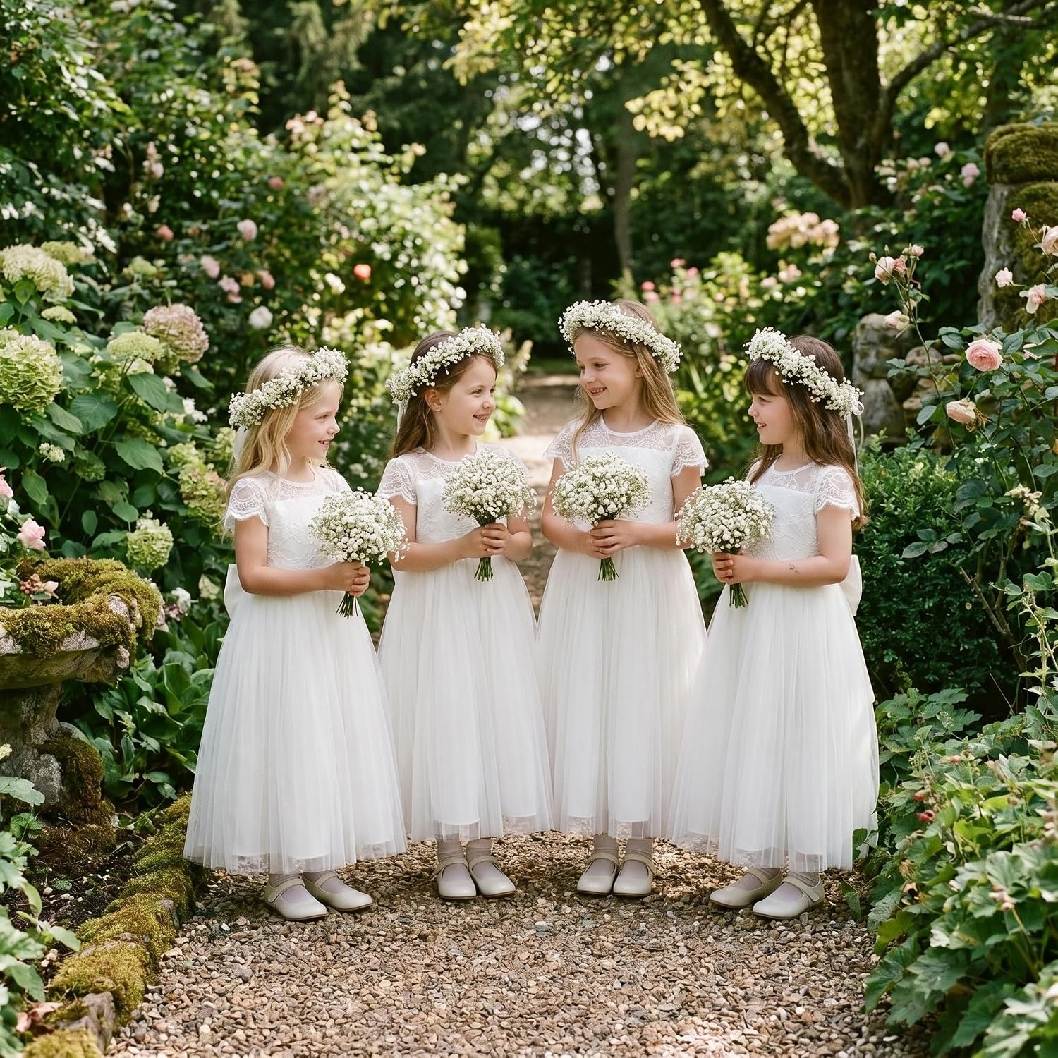 image:imageGRACE KARIN Flower Girl Dress Kids Lace Tulle Princess Gown 512 YearWhite
