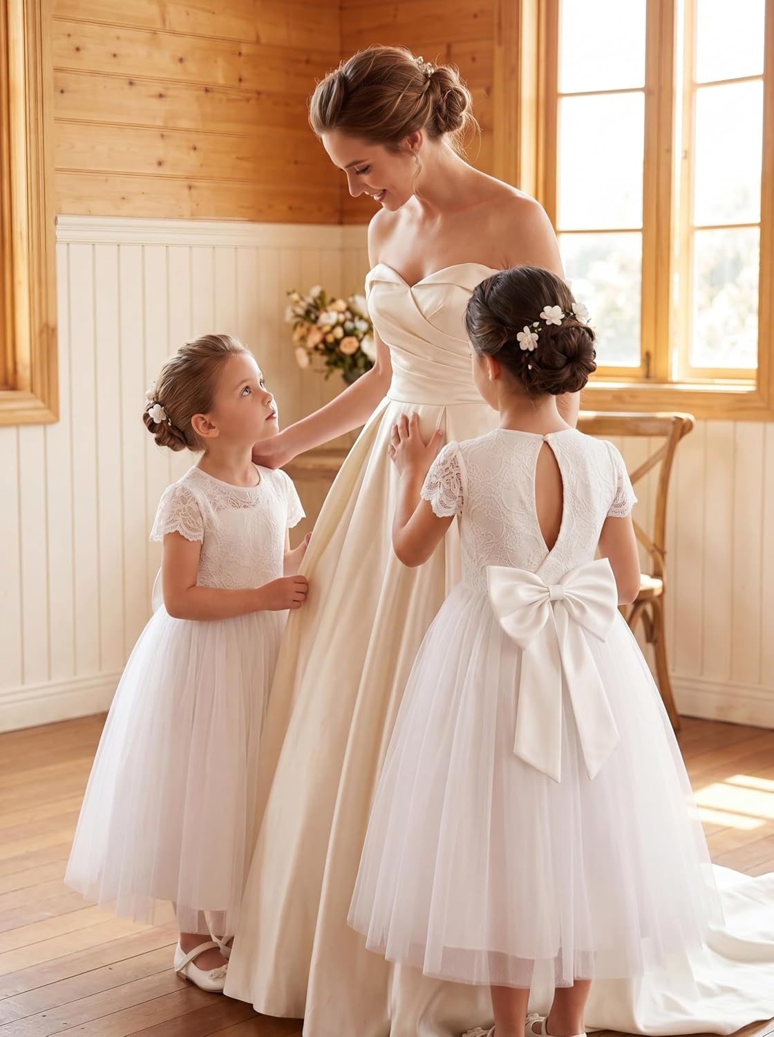 image:imageGRACE KARIN Flower Girl Dress Kids Lace Tulle Princess Gown 512 YearWhite
