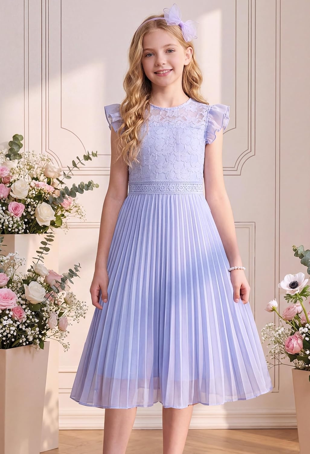 image:imageGRACE KARIN Flower Girl Dress Lace Bridesmaid Wedding Guest Formal DressesLight Blue