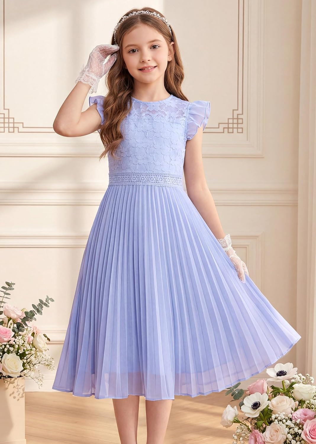 image:imageGRACE KARIN Flower Girl Dress Lace Bridesmaid Wedding Guest Formal DressesLight Blue