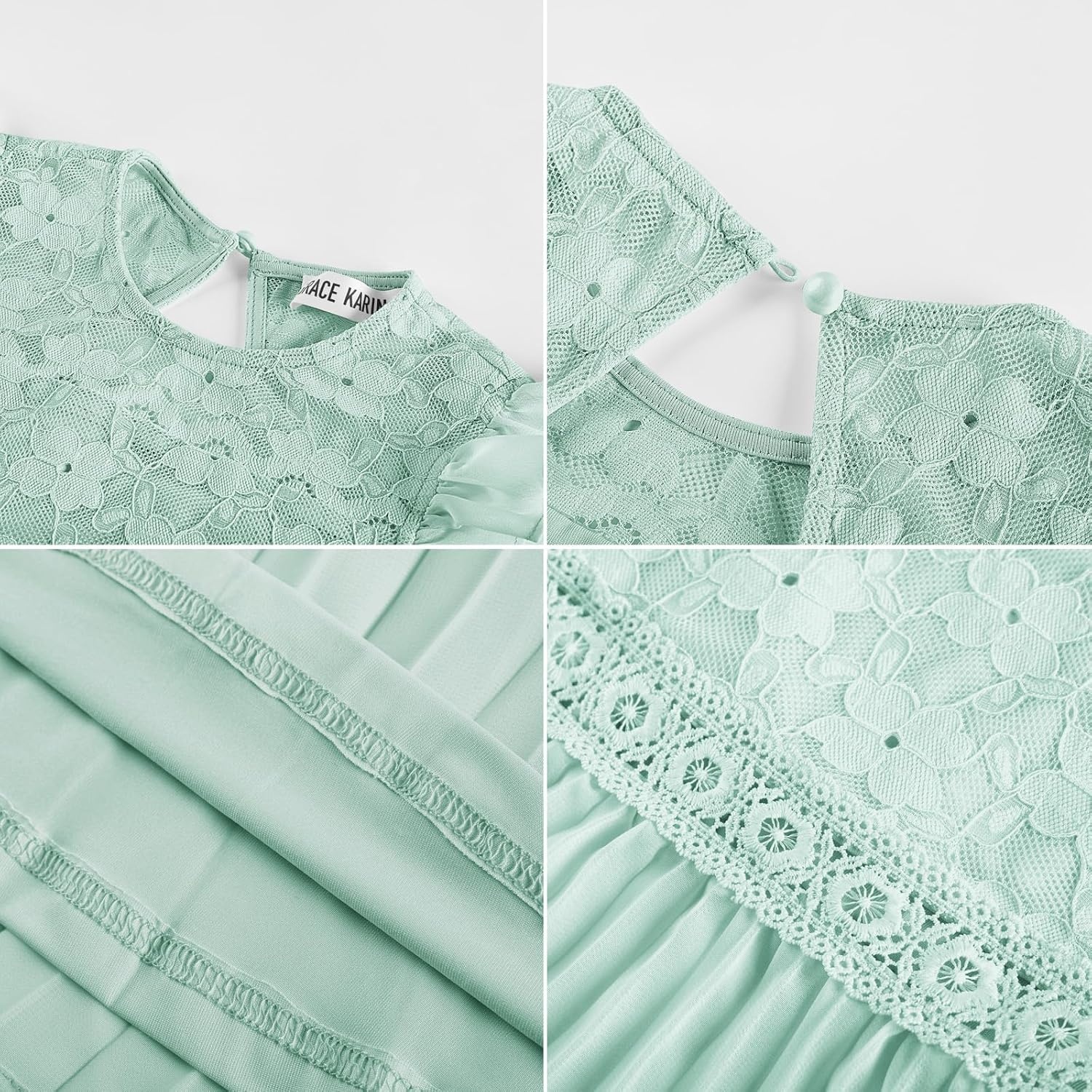 image:imageGRACE KARIN Flower Girl Dress Lace Bridesmaid Wedding Guest Formal DressesLight Green