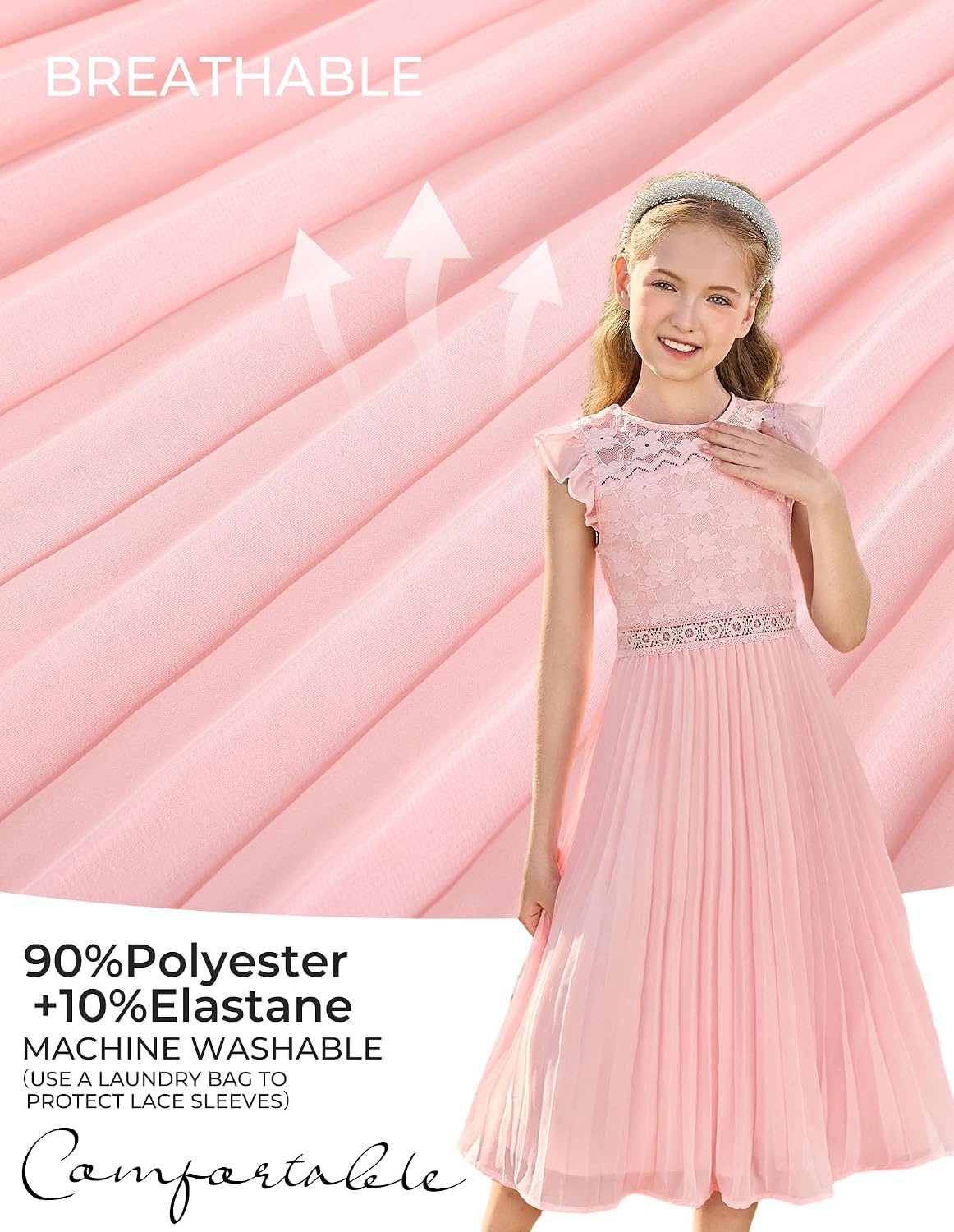 image:imageGRACE KARIN Flower Girl Dress Lace Bridesmaid Wedding Guest Formal DressesLight Pink