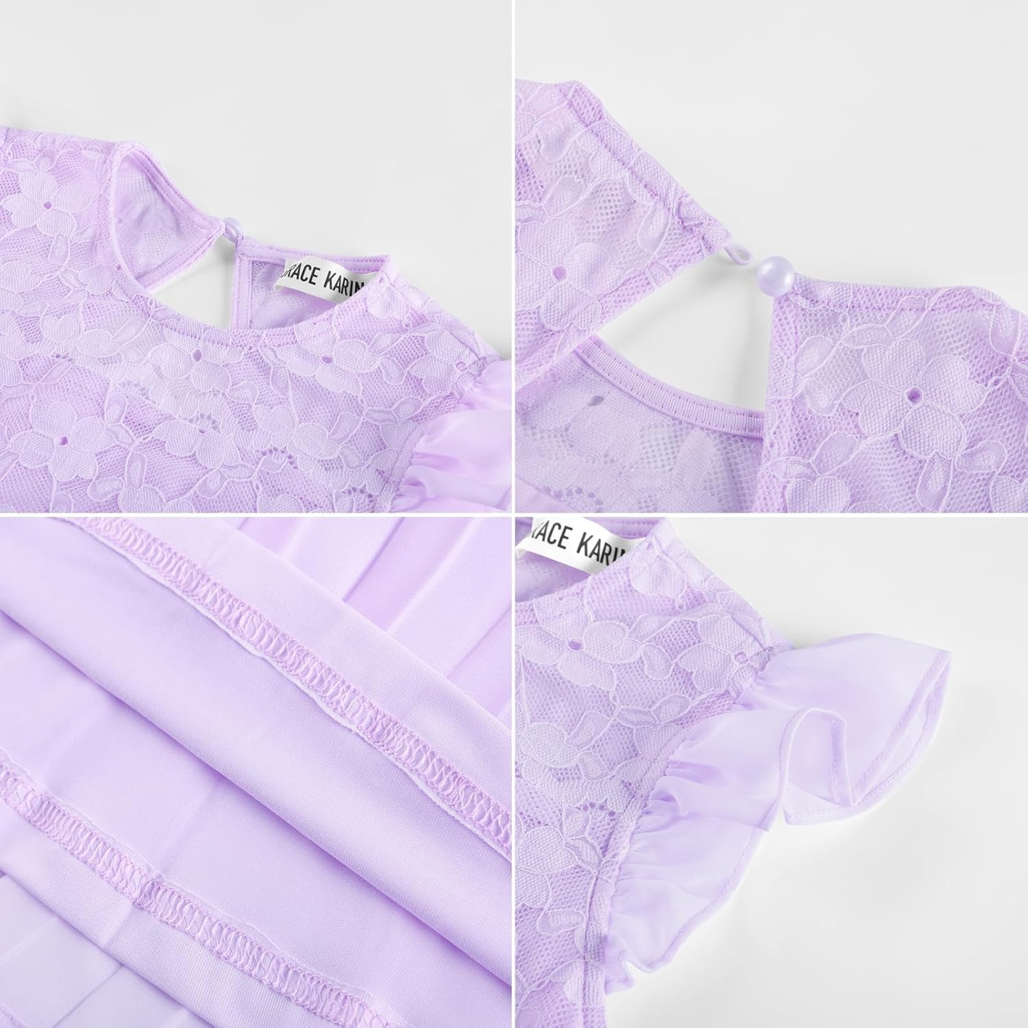 image:imageGRACE KARIN Flower Girl Dress Lace Bridesmaid Wedding Guest Formal DressesLight Purple