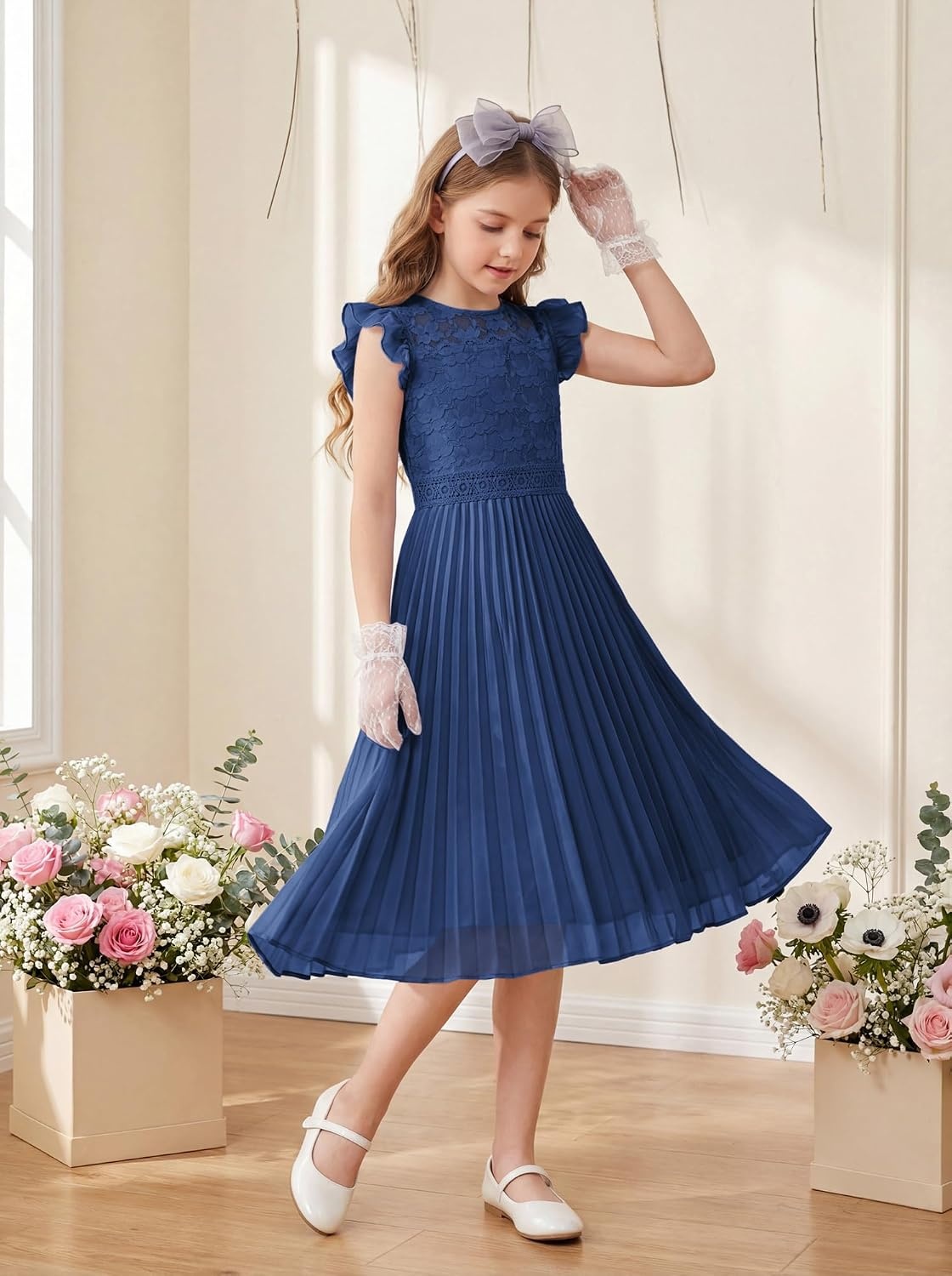image:imageGRACE KARIN Flower Girl Dress Lace Bridesmaid Wedding Guest Formal DressesNavy Blue