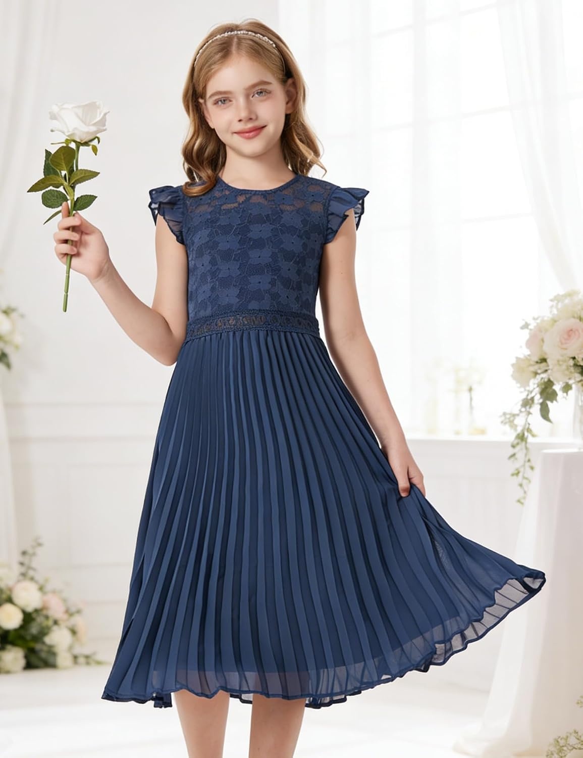 image:imageGRACE KARIN Flower Girl Dress Lace Bridesmaid Wedding Guest Formal DressesNavy Blue