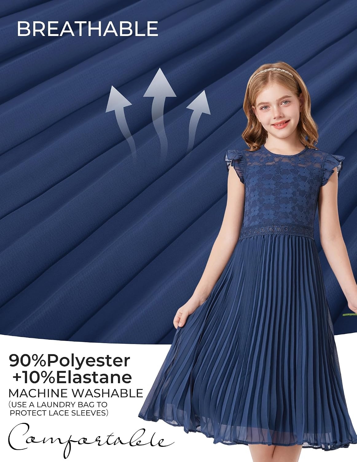 image:imageGRACE KARIN Flower Girl Dress Lace Bridesmaid Wedding Guest Formal DressesNavy Blue