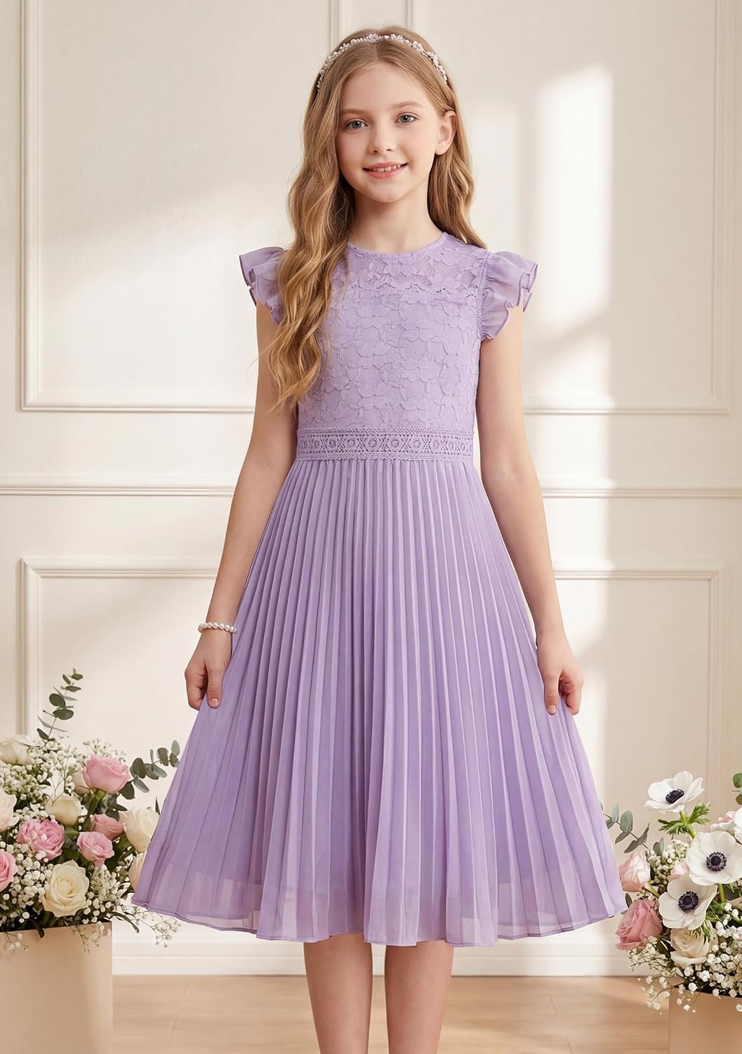 image:imageGRACE KARIN Flower Girl Dress Lace Bridesmaid Wedding Guest Formal DressesPurple