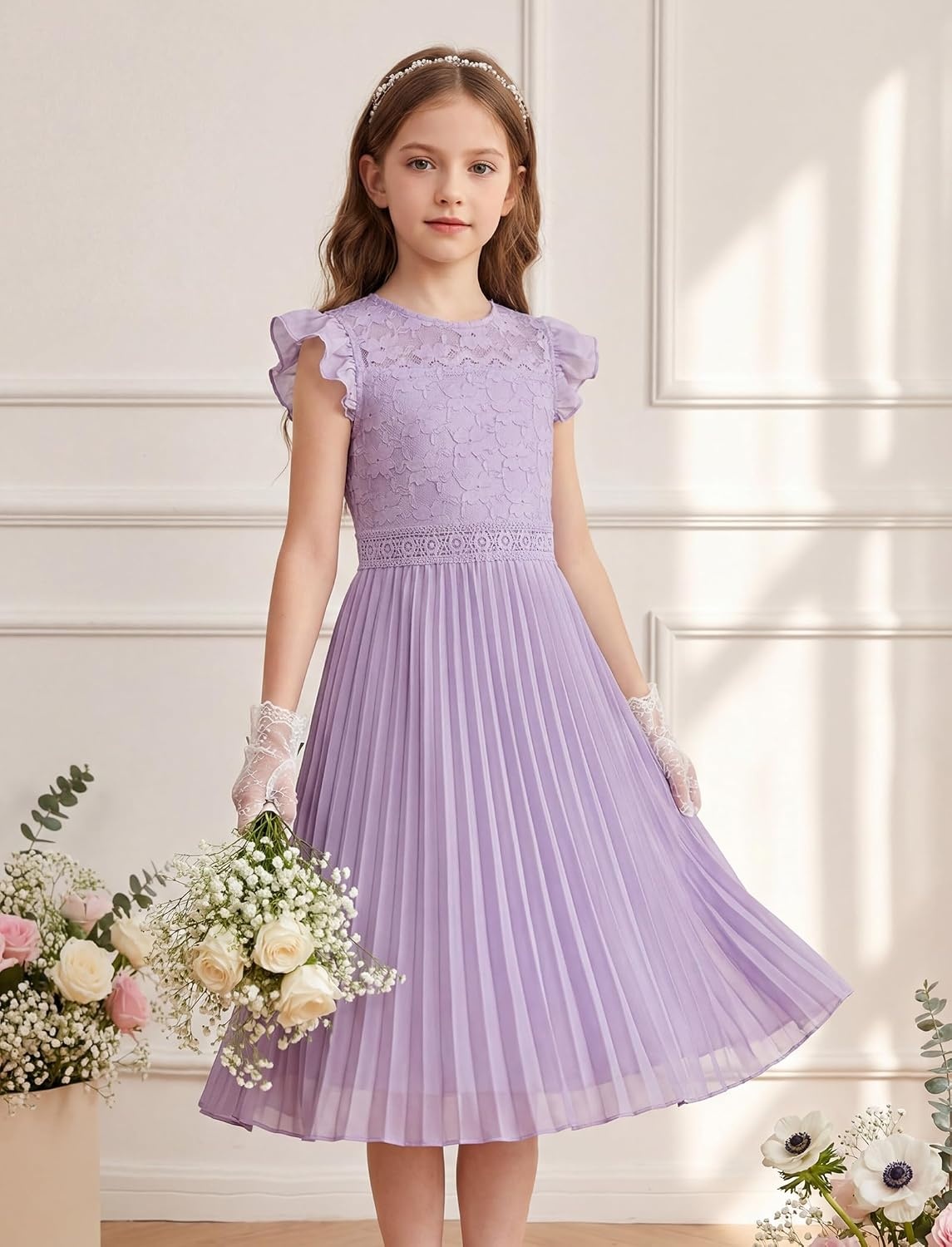 image:imageGRACE KARIN Flower Girl Dress Lace Bridesmaid Wedding Guest Formal DressesPurple