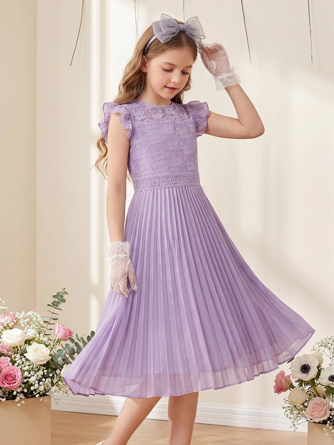image:imageGRACE KARIN Flower Girl Dress Lace Bridesmaid Wedding Guest Formal DressesPurple