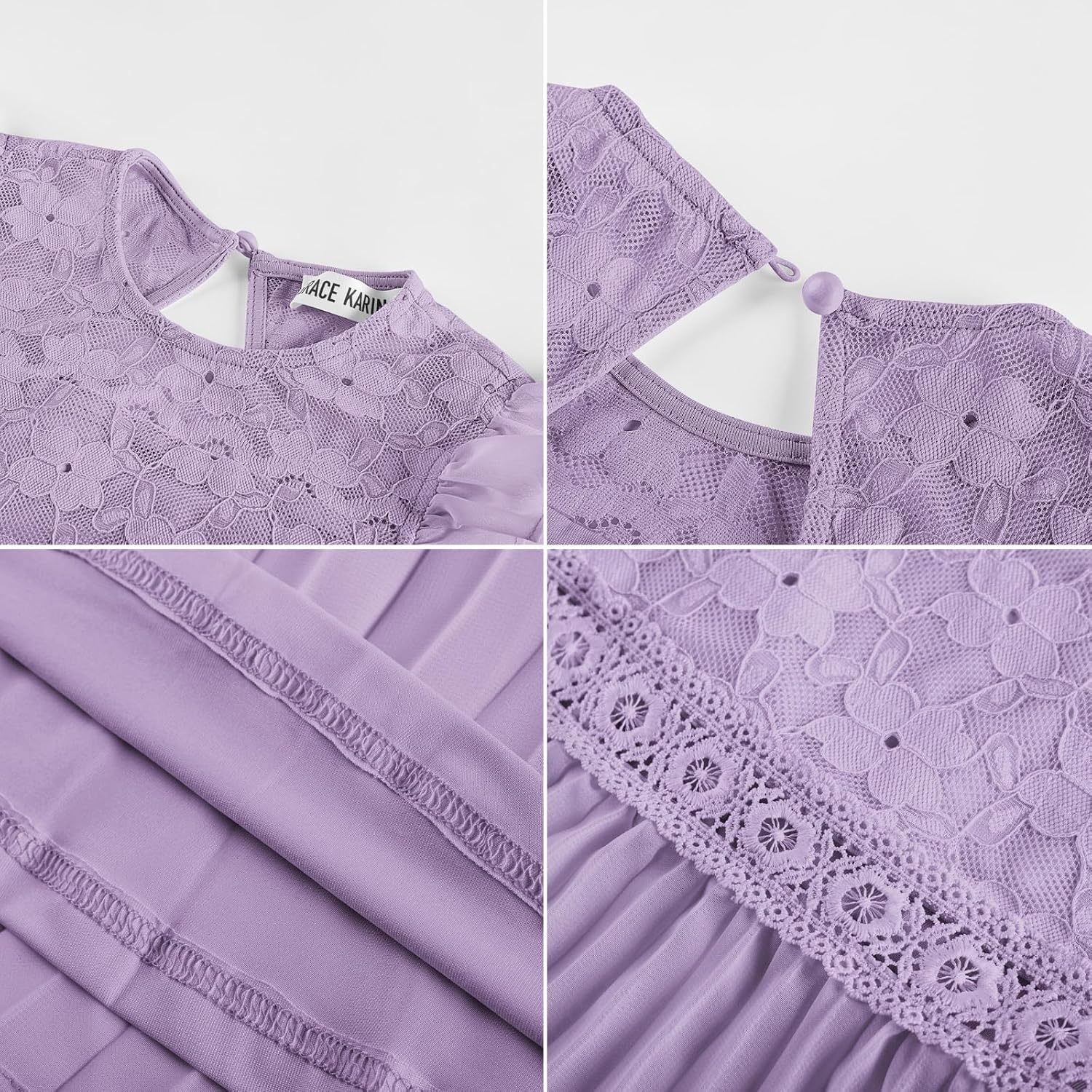 image:imageGRACE KARIN Flower Girl Dress Lace Bridesmaid Wedding Guest Formal DressesPurple