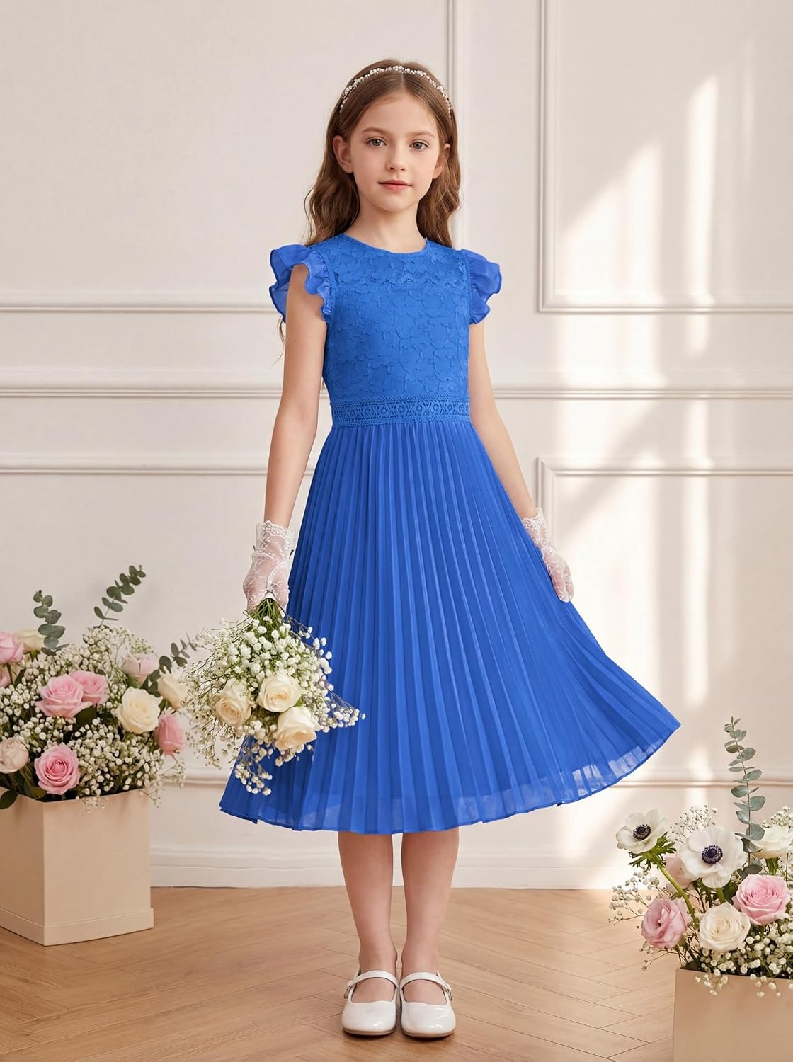 image:imageGRACE KARIN Flower Girl Dress Lace Bridesmaid Wedding Guest Formal DressesRoyal Blue