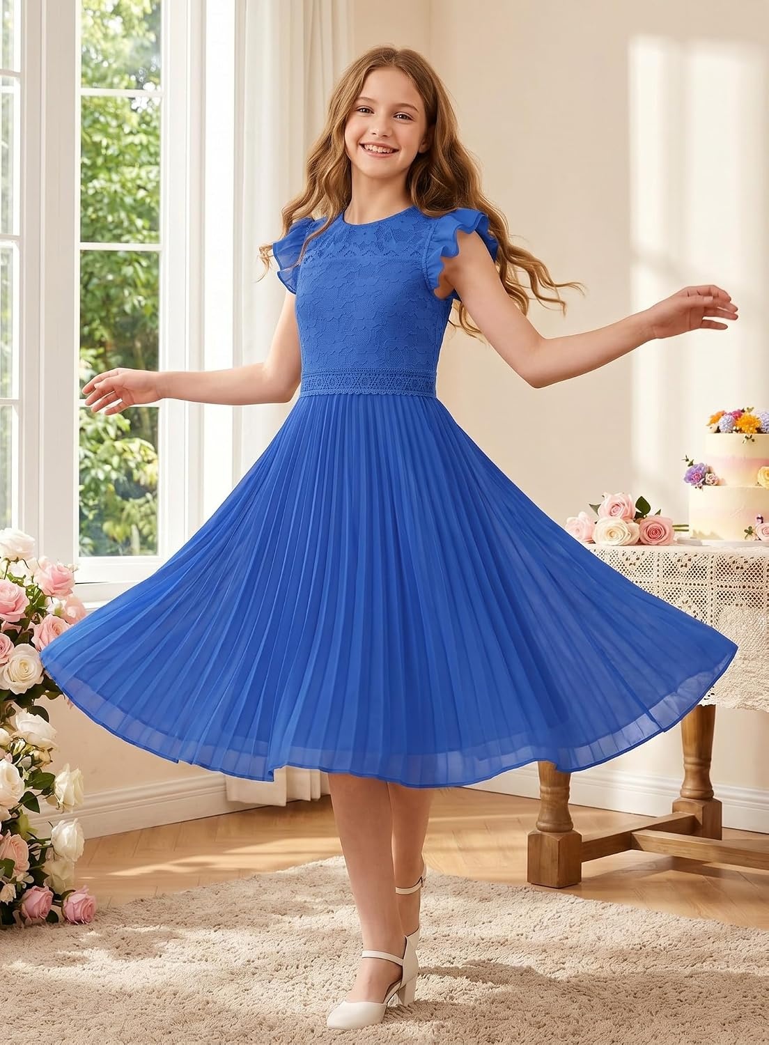 image:imageGRACE KARIN Flower Girl Dress Lace Bridesmaid Wedding Guest Formal DressesRoyal Blue