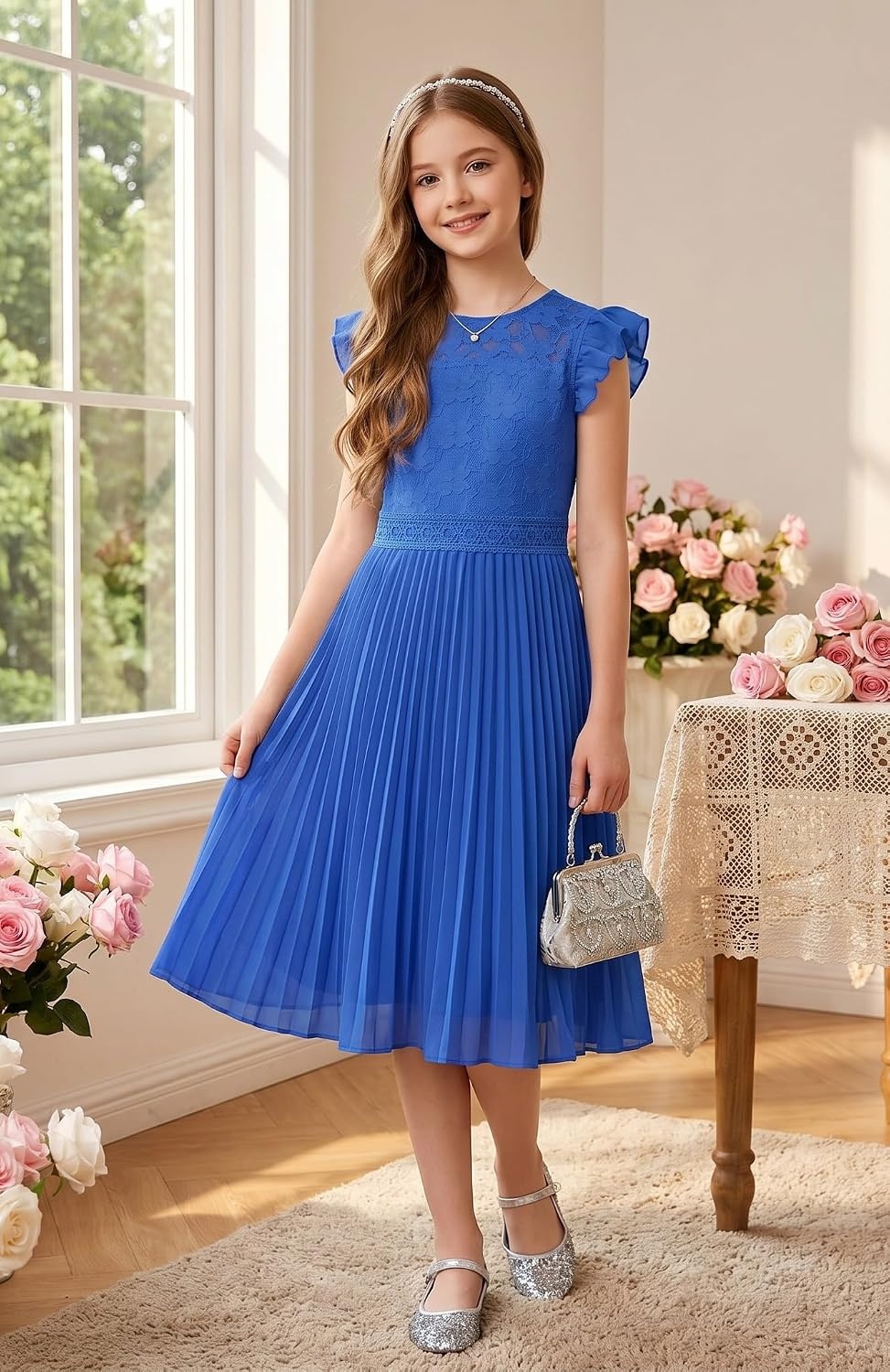 image:imageGRACE KARIN Flower Girl Dress Lace Bridesmaid Wedding Guest Formal DressesRoyal Blue