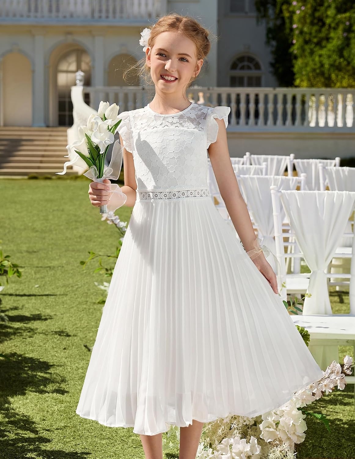 image:imageGRACE KARIN Flower Girl Dress Lace Bridesmaid Wedding Guest Formal DressesWhite