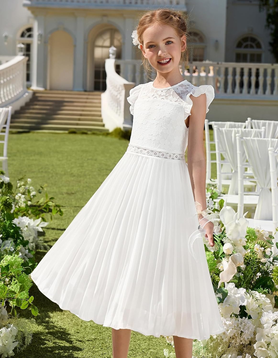 image:imageGRACE KARIN Flower Girl Dress Lace Bridesmaid Wedding Guest Formal DressesWhite