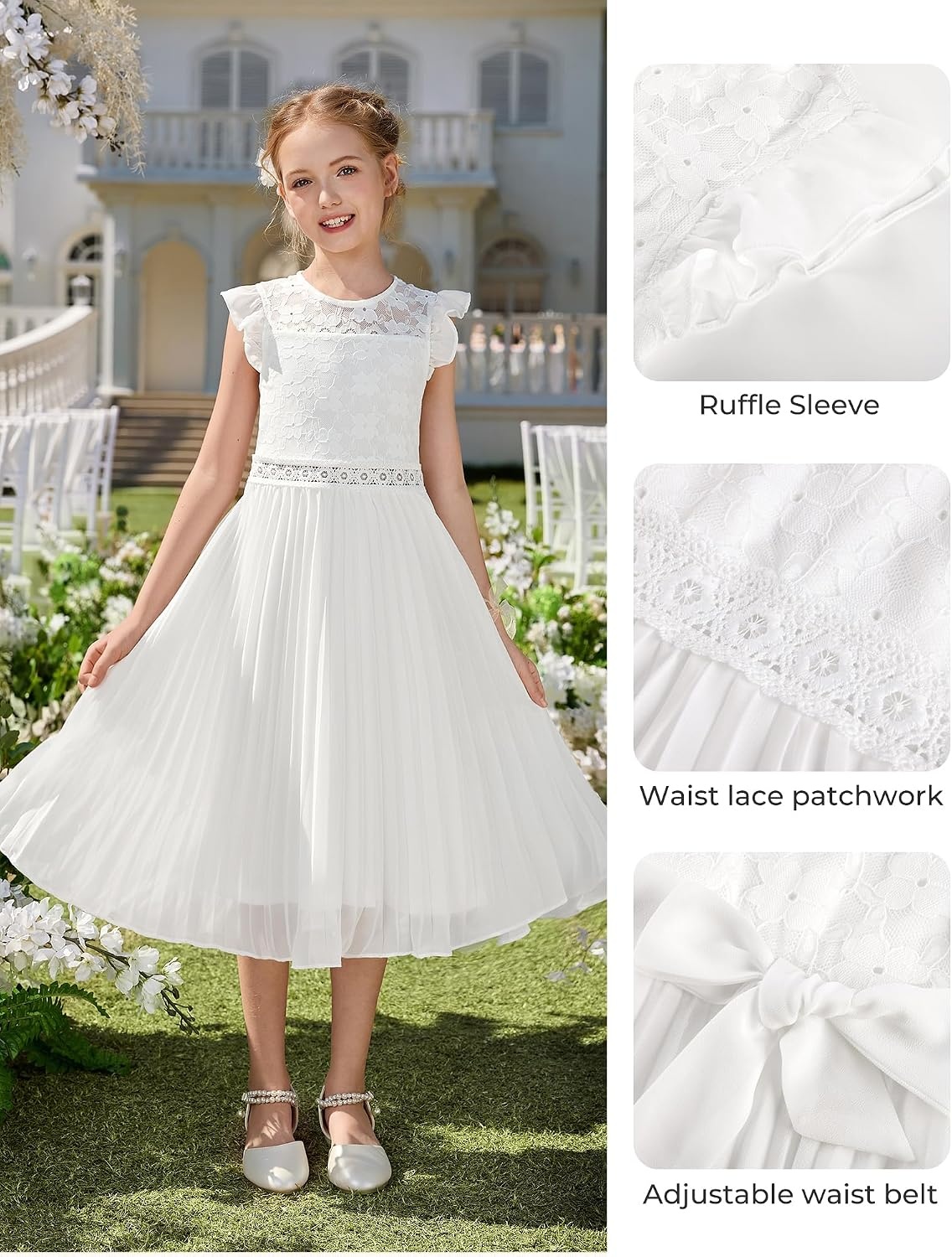 image:imageGRACE KARIN Flower Girl Dress Lace Bridesmaid Wedding Guest Formal DressesWhite