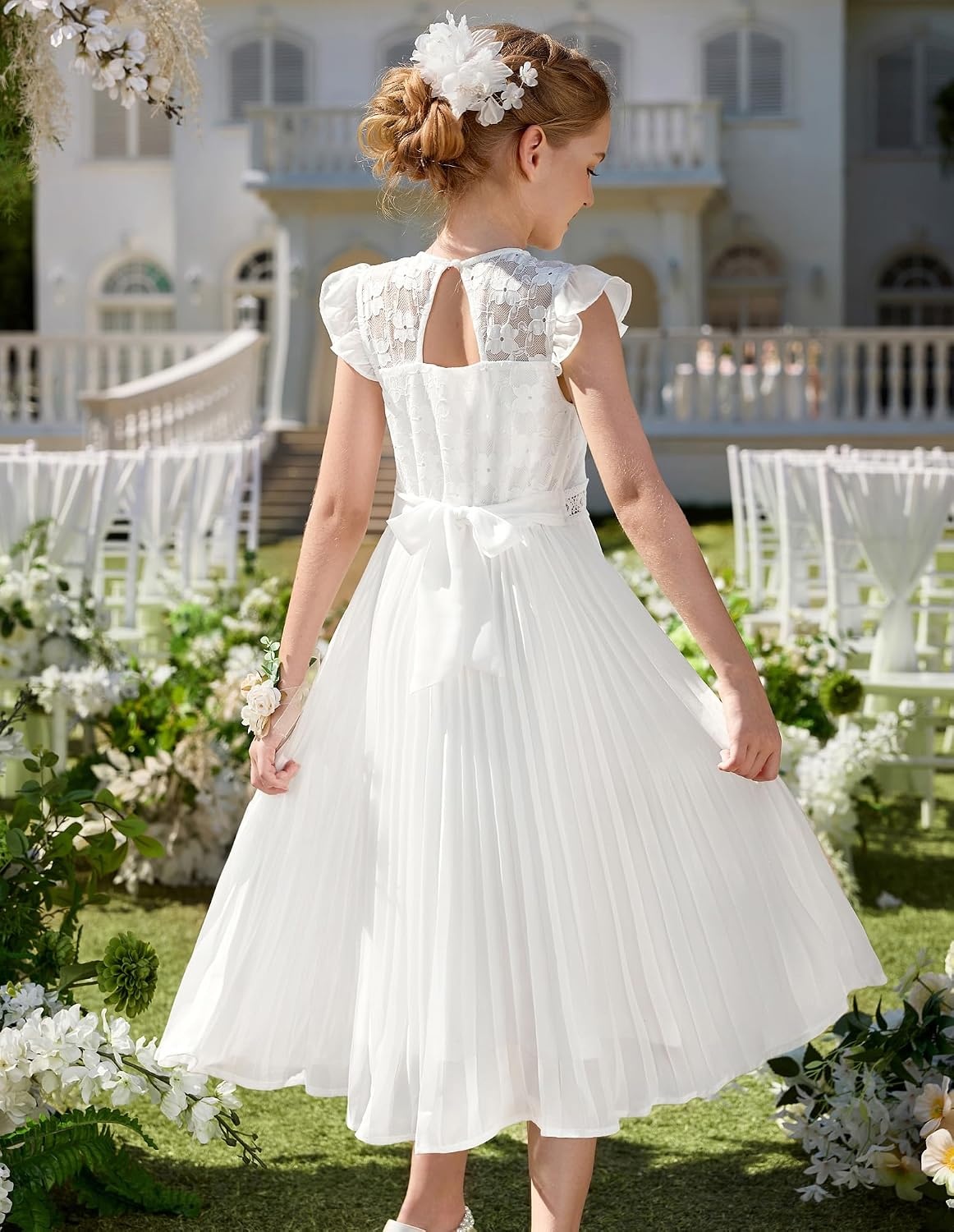 image:imageGRACE KARIN Flower Girl Dress Lace Bridesmaid Wedding Guest Formal DressesWhite