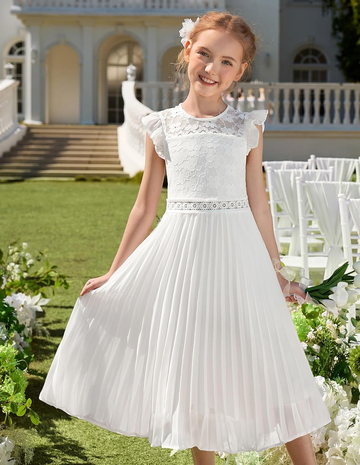 image:imageGRACE KARIN Flower Girl Dress Lace Bridesmaid Wedding Guest Formal DressesWhite