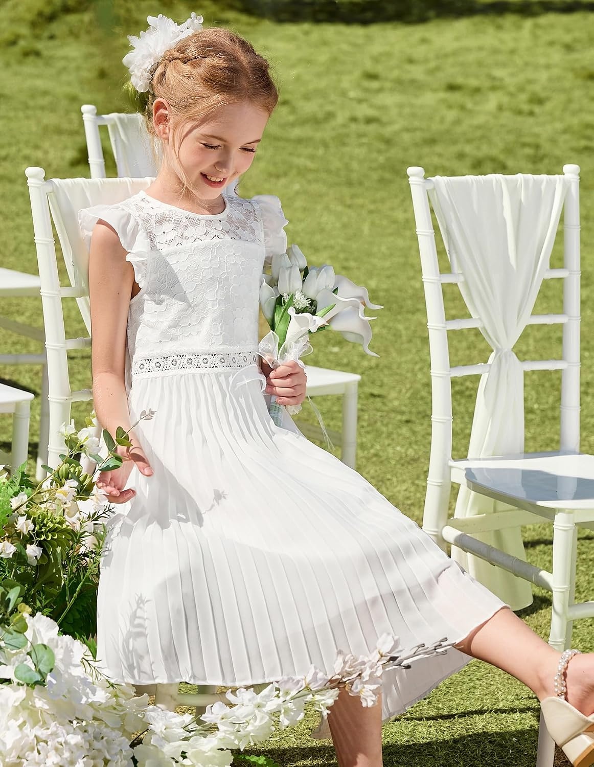 image:imageGRACE KARIN Flower Girl Dress Lace Bridesmaid Wedding Guest Formal DressesWhite