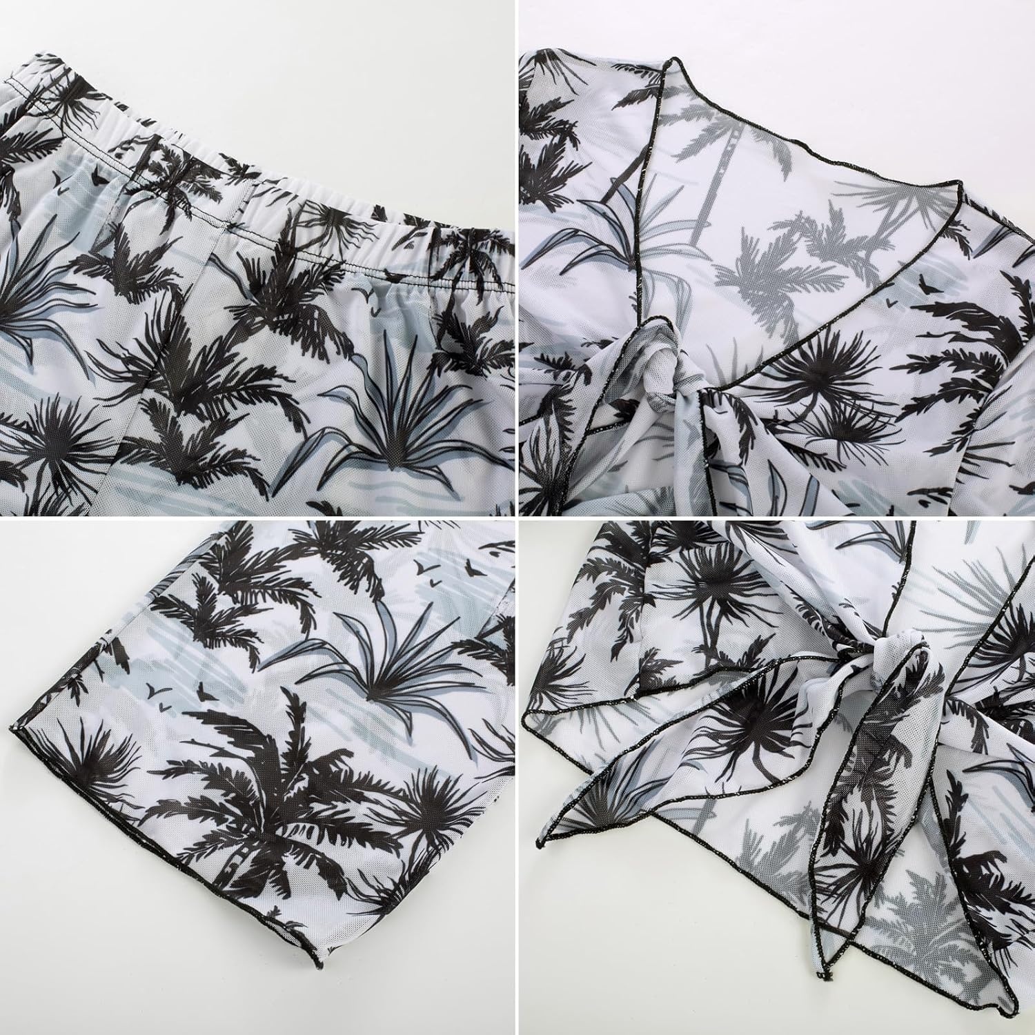 image:imageGRACE KARIN Girls 4 Piece Tankini Bikini Bathing Swimsuit with Pants 716Blackcoconut Tree