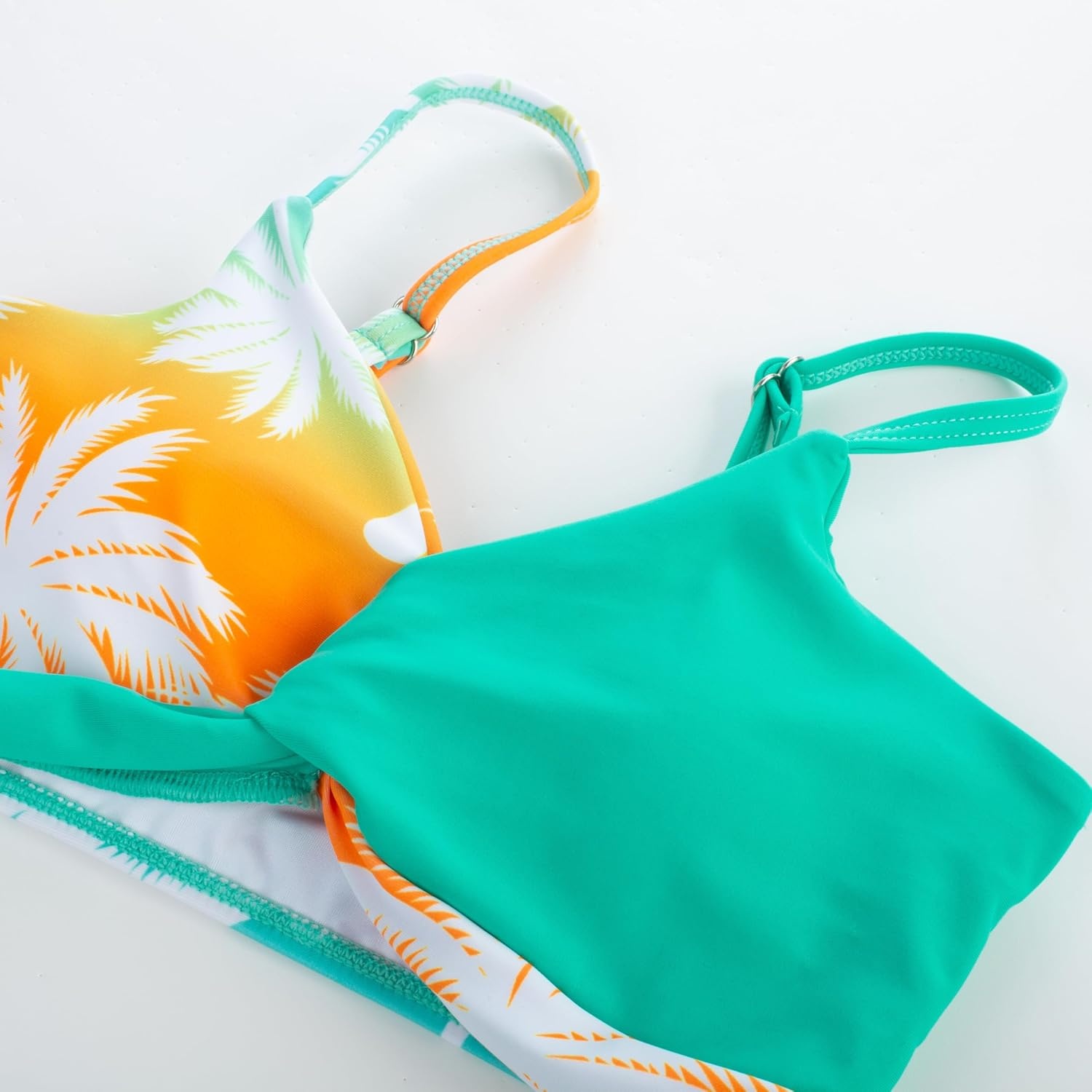 image:imageGRACE KARIN Girls 4 Piece Tankini Bikini Bathing Swimsuit with Pants 716Bluecoconut Tree