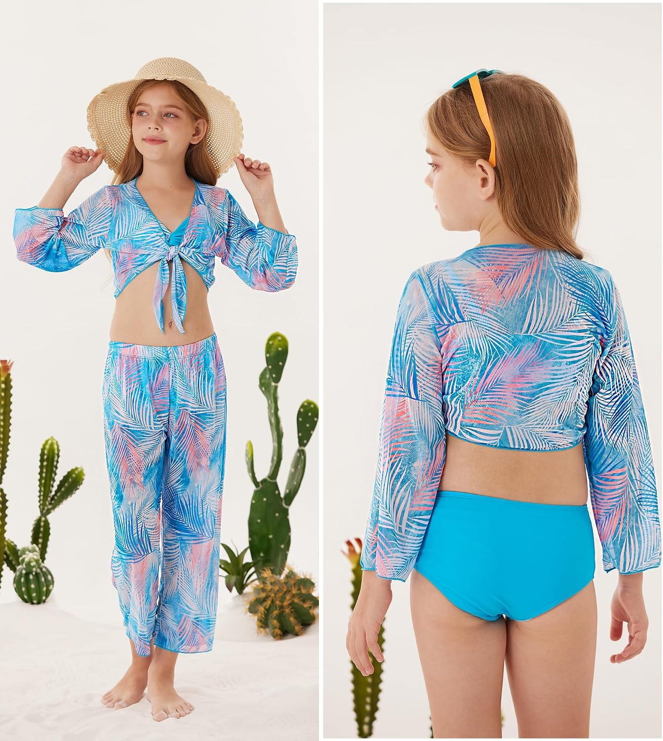 image:imageGRACE KARIN Girls 4 Piece Tankini Bikini Bathing Swimsuit with Pants 716Bluefeather
