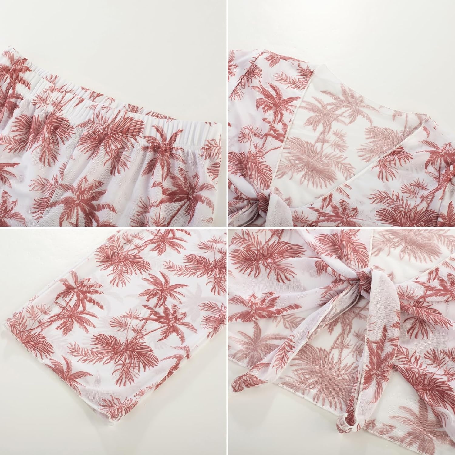 image:imageGRACE KARIN Girls 4 Piece Tankini Bikini Bathing Swimsuit with Pants 716Cinnamoncoconut Tree