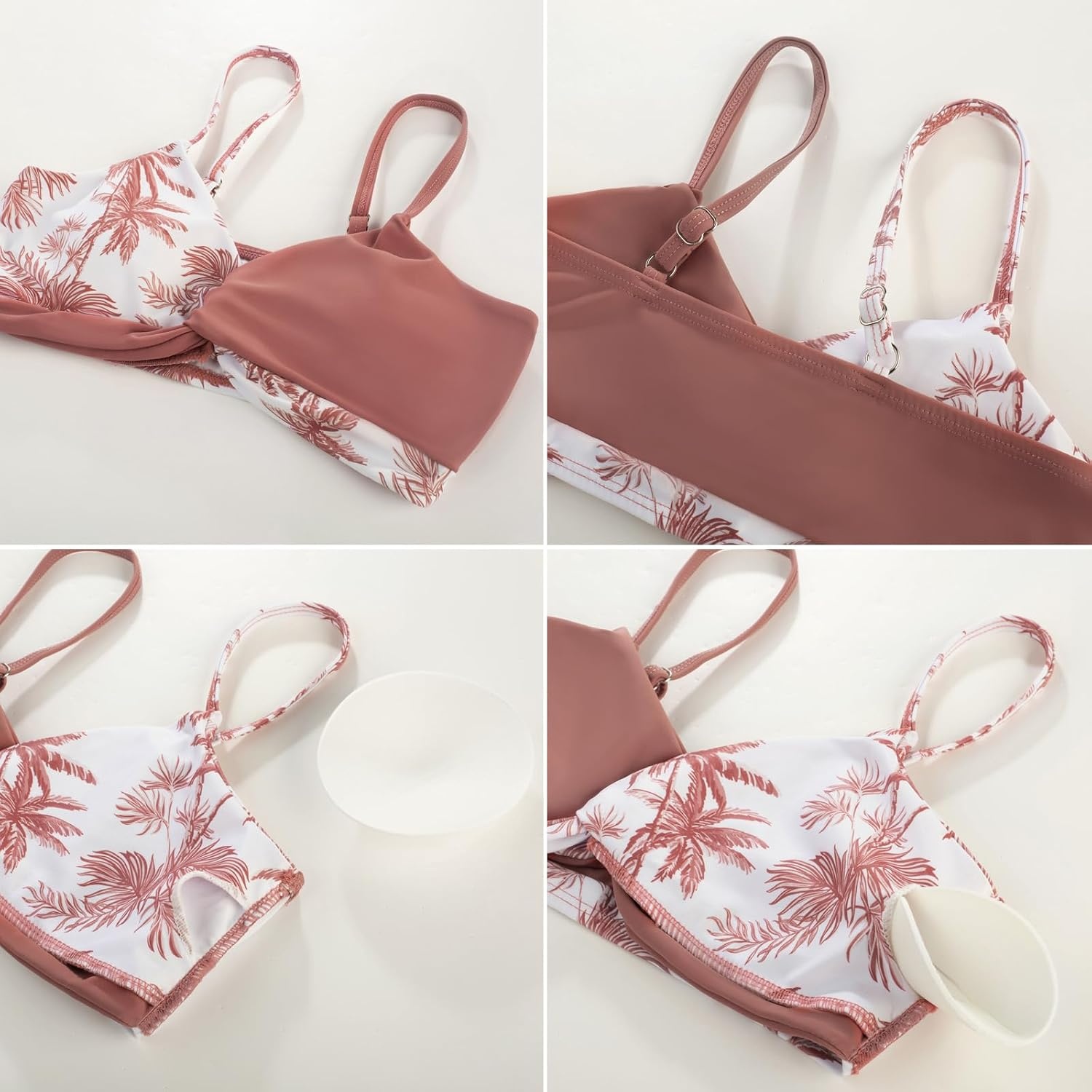 image:imageGRACE KARIN Girls 4 Piece Tankini Bikini Bathing Swimsuit with Pants 716Cinnamoncoconut Tree