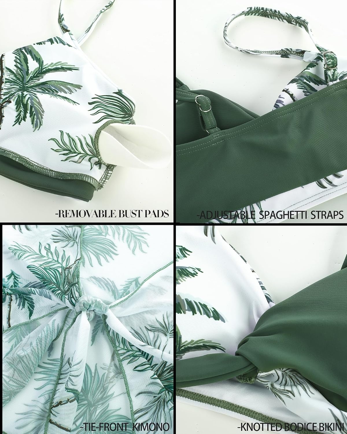 image:imageGRACE KARIN Girls 4 Piece Tankini Bikini Bathing Swimsuit with Pants 716Greencoconut Tree